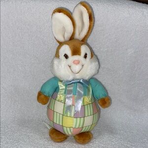 Bloomer Bunny 1989 American Greetings 12" easter Plush patchwork Overalls
